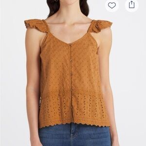 DESIGN HISTORY mustard Anders Button Detail Blouse